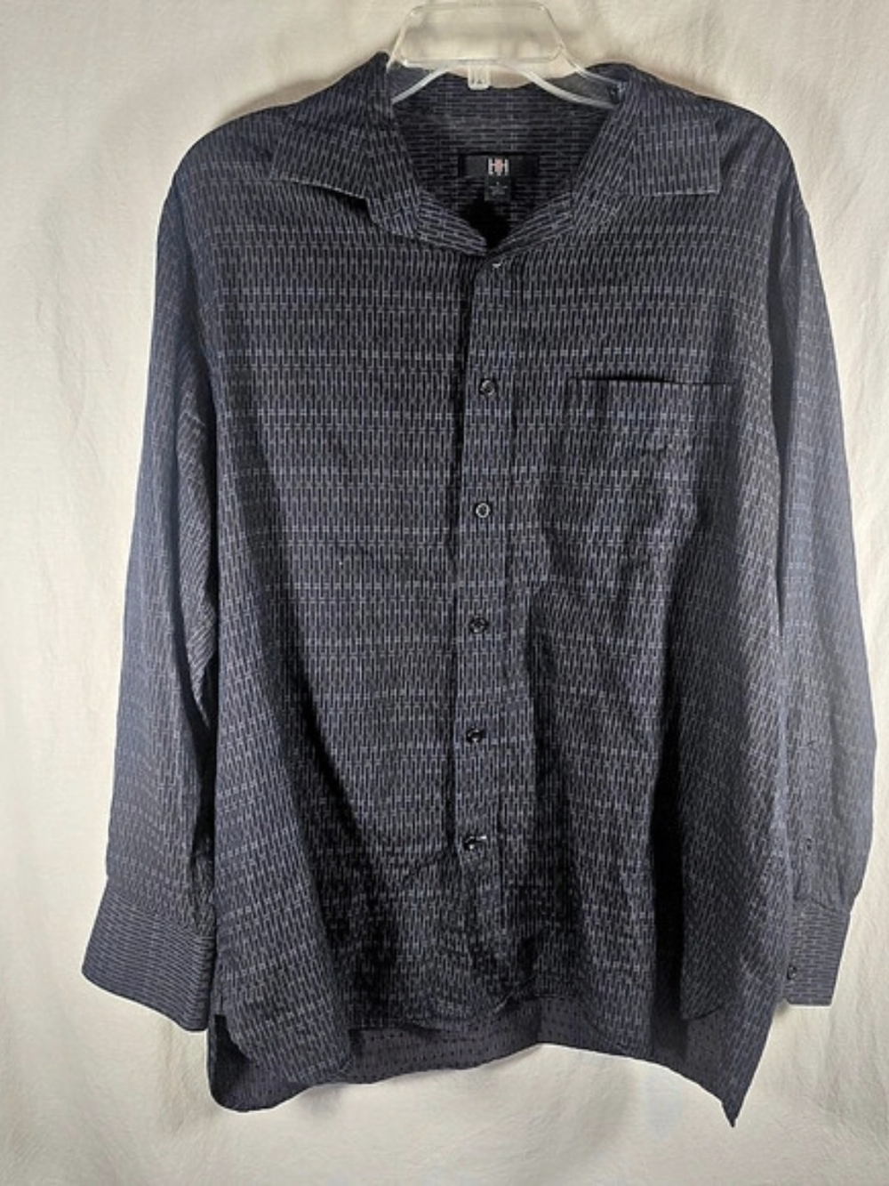 H&H Men Large Geometric Long Sleeve Button Up Shirt Large